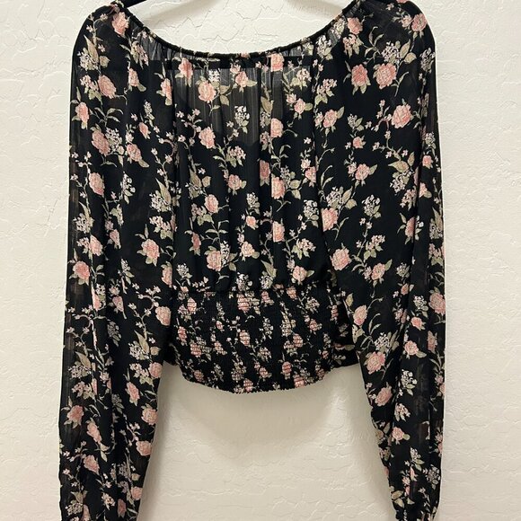 Free People Cropped Women's Final Rose Blouse Size Small Bohemian - Picture 10 of 12